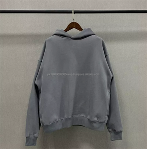 Sweat-shirt à capuche en molleton uni brodé 500 g/m² coupe ample gris foncé vintage pour homme, teint en pièce, idéal pour l'hiver - Product Image 5