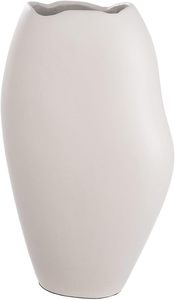 Modern Minimalist Handmade <b>Ceramic</b> <b>Vase</b> Oval Shape Tabletop Decor 34cm Height White Finish - Product Image 2