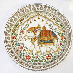 Bandeja de plata alemana con diseño de elefante para regalo, bandejas decorativas para festivales, juego de bandejas para pooja. - Product Image 1