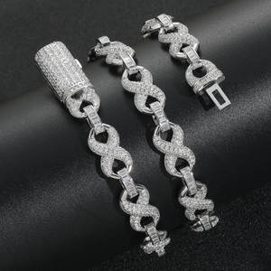 Luxury White Gold Diamond <b>Statement</b> <b>Necklace</b> Pave Setting Round Brilliant Cut Link Chain Unisex Party Jewelry Available for Sale - Product Image 6