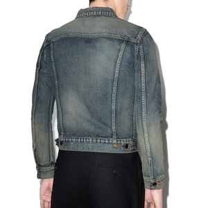 Good Quality Custom Casual Slim Fit <b>Long</b> Sleeve Reversible Stand Collar Embossed Denim <b>Jacket</b> Front Logo Color 100% Cotton - Product Image 3