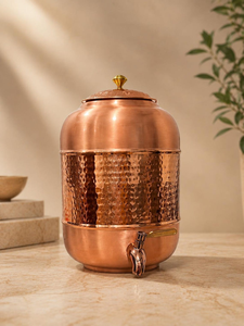 Distributeur de boissons en cuivre avec couvercle décoratif martelé et robinet – Serveur de boissons traditionnel pour la maison, les restaurants, les hôtels et les événements - Product Image 5