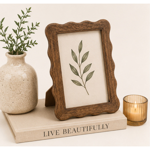 Wholesale Creative Wavy Edge <b>Wooden</b> Photo <b>Frame</b> Rustic Brown Scalloped <b>Picture</b> <b>Frames</b> For Home Desktop Decor & Wedding Gifts - Product Image 2