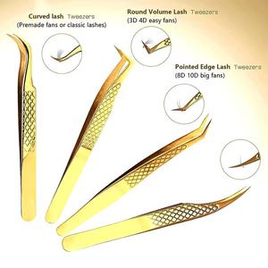 Juego de Pinzas para Pestañas Chapadas en Oro, Herramientas de Precisión con Punta Suave para Extensión de Pestañas - Product Image 2