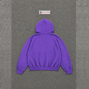 Sudadera con capucha morada transpirable con cremallera, diseño streetwear, estampado por sublimación, manga regular, tela French Terry, moda urbana contemporánea. - Product Image 6