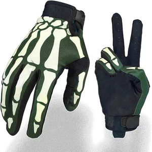 <b>Skeleton</b> Print <b>Full</b> Finger Cycling Gloves With Hook And Loop Closure Non Slip Nylon Unisex Outdoor Racing Gloves - Product Image 4