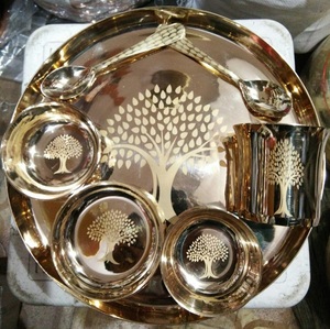 Service de table en bronze Kansa artisanal gravé, ensemble de dîner rond pour mariage, cadeau d'entreprise, prix direct usine en gros - Product Image 1