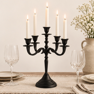 Wholesale Matte <b>Black</b> Metal <b>Candelabra</b> 5 Arm Candle Holder Candlestick Stand for Wedding Table Centerpiece Party Event Decor - Product Image 4