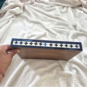 Plateau rectangulaire en os incrusté, artisanal, style Art déco indien, pour une décoration intérieure élégante et un cadeau raffiné - Product Image 3