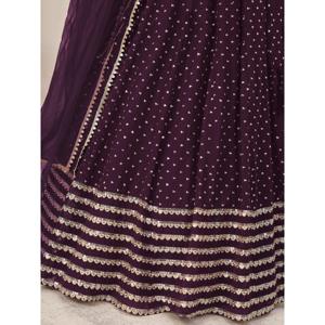 Fancified Purple Sequins Georgette Reception Wear Lehenga Choli - Product Image 1