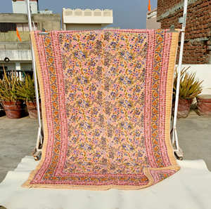nokhi Jaipuri Block Print <b>Quilt</b> Printed Reversible Razai Cotton Handmade Floral <b>Quilt</b>, Jaipuri Razai, Bedspread Comforter Thick - Product Image 1