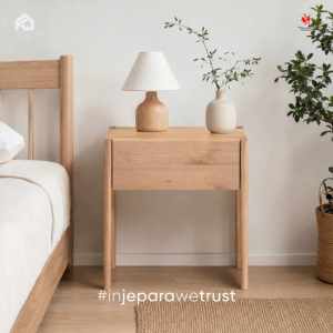<b>Minimalist</b> Solid Wood <b>Bedside</b> <b>Table</b> with Drawer Scandinavian Modern Nightstand for Bedroom Hotel Home Furniture - Product Image 1