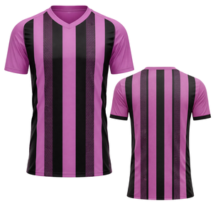 Maillot de football rayé rose et noir respirant, anti-humidité, pour entraînement sportif, uniforme d'équipe homme/femme - Product Image 1