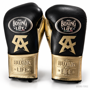 No Boxing No Life Gold Leather Breathable Training Gloves <b>Laced</b> Adjustable Customizable for Adults Boxing Gym Use Customized - Product Image 6