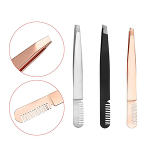 Pinza Profesional para Cejas con Peine, Modelo KI-CT-09, Acero Inoxidable, Punta Puntiaguda, Depilación de Cejas de Lujo - Product Image 5