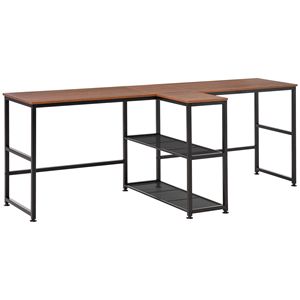 83FT Large Office Desk Durable Two-Person <b>Study</b> Writing <b>Table</b> with Bookshelf for Home Office or Classroom Use - Product Image 1