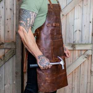 Delantal de Cuero Profesional para Uso Intensivo, Delantal de Cuero Rústico para Asar a la Parrilla y Entusiastas del Barbacoa - Product Image 6