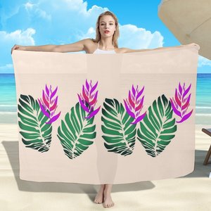 Prix promotionnel – Sarong de plage personnalisé en gros, imprimé fleurs tropicales, sarongs hawaïens, couvre-bikini, châle pour femme, écharpe - Product Image 2