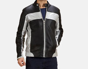 Wholesale 2026 Classic Biker Pu Leather Slim Fit Windproof Waterproof Stand <b>Collar</b> Black & Silver Leather <b>Jacket</b> For Men Winter - Product Image 4