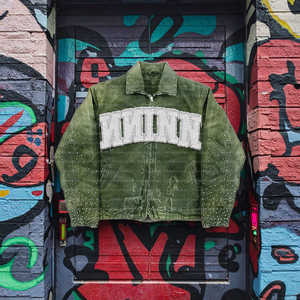 Fabricante de Chaquetas Personaliza Chaqueta de Mezclilla Vintage de Invierno con Pedrería Bordada, Chaqueta de Trabajo Extra Grande Estilo Y2K para Hombre - Product Image 1