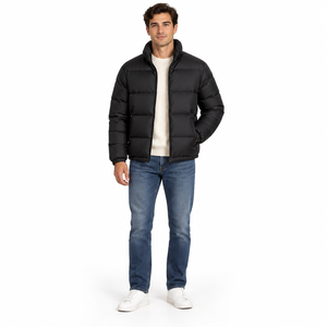 Blouson matelassé réversible pour homme, noir et camel, double face, col montant, en nylon, manteau d'hiver décontracté, logo personnalisé, OEM ODM, vente en gros - Product Image 1