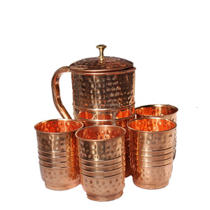 Best Quality Handmade Copper <b>Jug</b> for Best Design 2 Glass Piece Copper <b>Drinking</b> and Serving <b>Jug</b> for Top Selling Product - Product Image 6