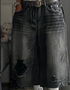 Pantalones Cortos de Mezclilla con Bordado Personalizado de Telaraña para Hombre, Estilo Urbano Vintage, Lavado, Ajuste Holgado, OEM ODM, Marca Privada - Product Image 3