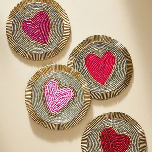 Customized Embroidery <b>Coaster</b> with Shiny Seed <b>Beads</b> for Table Setting Round Handmade Seed <b>Beads</b> <b>Coaster</b> for Dining Rooms - Product Image 1