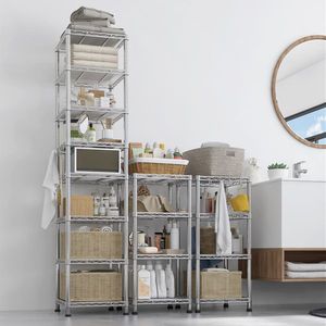 "70.87" H 8-Tier Heavy Duty <b>Plastic</b> Wire Shelving <b>Unit</b> 1344LBS NSF Metal <b>Shelves</b> Storage with Wheels Adjustable for Garage" - Product Image 4