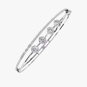 Customized Round Shape Moissanite Diamond Bracelet Bezel Setting 18K White Gold Diamond Bracelet for Both <b>Men</b> and Women - Product Image 1