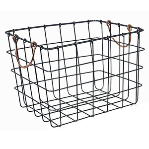 Handmade Black Metal <b>Wire</b> <b>Storage</b> <b>Basket</b> Household Iron Mesh Wastebasket For Kitchen Bathroom & Office Organizing Bin - Product Image 2