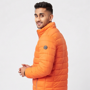 Veste matelassée en duvet pour homme, col montant, poche poitrine, manteau d'extérieur chaud pour l'hiver - Product Image 5