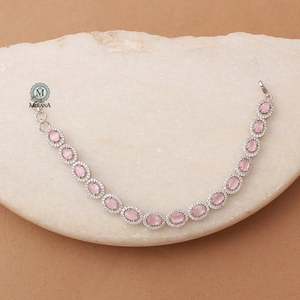 Freya Pastel Pink CZ Designer Crystal Bracelet - Product Image 5
