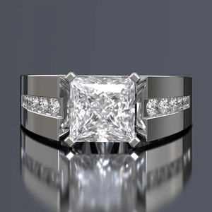 Platinum Princess Cut Diamond Engagement <b>Ring</b> With Side Diamonds GIA Certified Women's Classic Style - Product Image 1