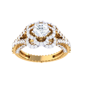 Anillo de Joyería de Moda de Oro con Diamantes y Flores Delicadas para Mujer, Regalo de Aniversario - Product Image 3