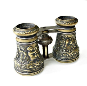 Telescopio de mesa de latón con cuerpo pintado en turquesa floral sobre un trípode, disponible a precios de mayorista. - Product Image 4