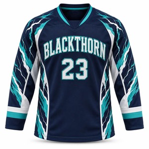 Camiseta de Hockey sobre Hielo Blackthorn para Hombre, Manga Corta, Cuello en V, Impresión por Transferencia de Calor, Ecológica, Transpirable, Absorbe la Humedad, Poliéster - Product Image 5