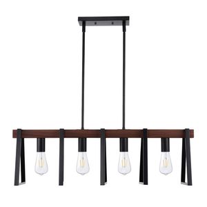 Lampada a Sospensione Industriale a 4 Luci per Isola Cucina, 60W, Regolabile, per Sala da Pranzo, in Metallo, con 2 Aste da 6 e 2 Aste da 12 - Product Image 1