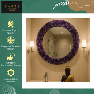 Nouveau Miroir Moderne en Améthyste Écologique, Fait Main, Lumineux, avec Cadre en Pierre Naturelle, Centre de Table pour Espace Spirituel et Décoration Intérieure, pour la Guérison - Product Image 4