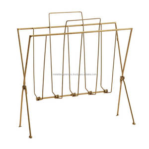 ชั้นวางนิตยสารโลหะสีทองและหนังแท้สำหรับใช้บนโต๊ะอาหารชั้นหนังสือและที่วางนิตยสารสำหรับห้องนั่งเล่นและโรงแรม - Product Image 2