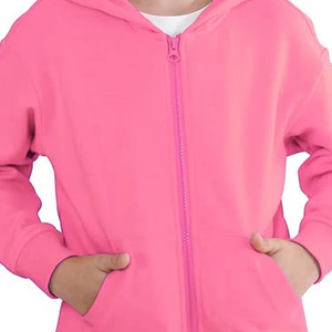 เสื้อฮู้ดดี้เด็กคุณภาพสูงทรงโอเวอร์ไซส์ คอลเลคชั่นฤดูหนาว สีชมพูสดใส แบบมีซิป สไตล์วัยรุ่น ผ้าฟลีซเนื้อนุ่มหรูหรา - Product Image 6