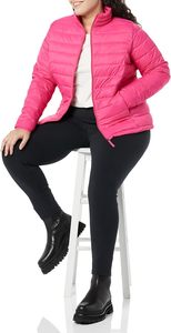 Pink <b>Women's</b> Waterproof Canvas <b>Down</b> Coat Full Sleeve Hooded Zipper Closure Casual Winter Outerwear Solid Color <b>Lightweight</b> Warm - Product Image 3