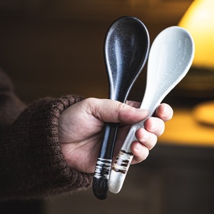 Japanese Style Porcelain Spoon vintage Wabi-Sabi Design kiln-reactive Glaze BPA Free Eco-Friendly Daily Use Tableware for Ramen - Product Image 3