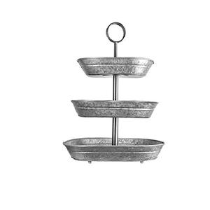 Juego de 3 soportes para pasteles de metal galvanizado al por mayor, bandeja decorativa vintage de hierro para exhibir cupcakes, para decoración de bodas y eventos en el hogar. - Product Image 2