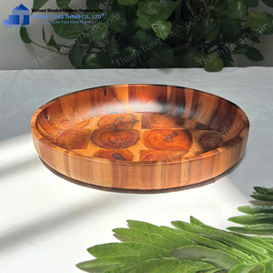 Assiettes en bois naturel de qualité supérieure, motif unique, forme ovale, lavage à la main uniquement, fabriquées par un fabricant certifié pour la sécurité alimentaire au Vietnam. - Product Image 3