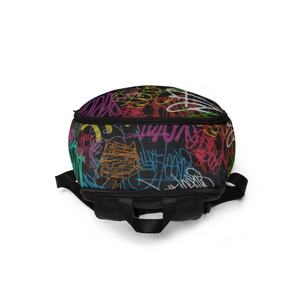Sac à dos en cuir moderne style graffiti, profil fin, fermeture éclair, imperméable, grande capacité, compartiment pour ordinateur, aspect premium - Product Image 3