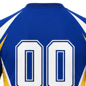 Maillot de volley-ball sublimé bleu roi et jaune à manches courtes – Tenue de sport pour équipe, entraînement et compétition - Product Image 4
