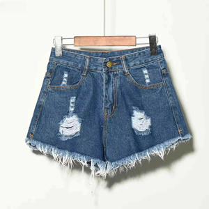 Shorts en jean extensibles déchirés pour femmes, grande taille, été, vente en gros - Product Image 1