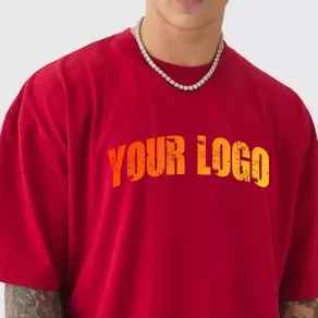 Camiseta de Hip Hop Roja para Hombre, Nueva Colección 2026, Personalizada por el Fabricante, 100% Algodón, 200 Gramos, Corte Holgado, Transpirable, con Estampado Digital - Product Image 2