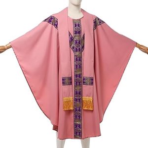 Wholesale Priest Church Clergy <b>Robe</b> Custom Embroidered Liturgical Vestment Premium Religious Floor Length Pink Color Vestments - Product Image 3